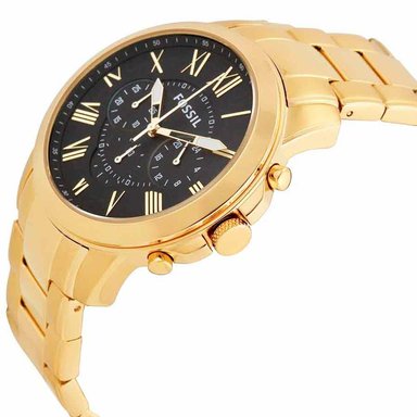 RELOJ FOSSIL HOMBRE ANÁLOGO FS4815 GRANT CRONOMETRO DORADO NEGRO ACERO INOXIDABLE - 2