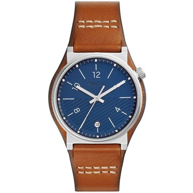 RELOJ FOSSIL HOMBRE ANÁLOGO FS5524 BARSTOW FECHA CORREA MARRÓN AZUL CUERO ACERO INOXIDABLE