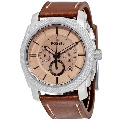 RELOJ FOSSIL HOMBRE ANÁLOGO FS5170 MACHINE CRONOMETRO CORREA MARRÓN BEIGE CUERO ACERO INOXIDABLE