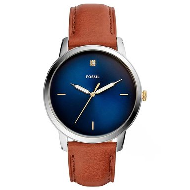 RELOJ FOSSIL HOMBRE ANÁLOGO FS5499 MINIMALIST ULTRA DELGADO CORREA MARRÓN AZUL CUERO
