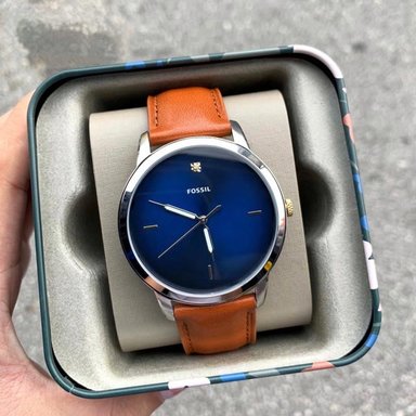 RELOJ FOSSIL HOMBRE ANÁLOGO FS5499 MINIMALIST ULTRA DELGADO CORREA MARRÓN AZUL CUERO - 2