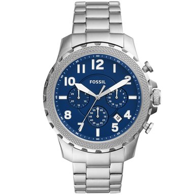 RELOJ FOSSIL HOMBRE ANÁLOGO FS5604 BOWMAN FECHA CRONÓMETRO PLATEADO AZUL ACERO INOXIDABLE