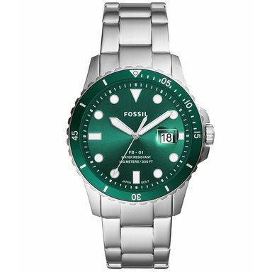 RELOJ FOSSIL HOMBRE ANÁLOGO FS5670 FB-01 FECHA PLATEADO VERDE ACERO INOXIDABLE