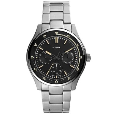 RELOJ FOSSIL HOMBRE ANÁLOGO FS5575 BELMAR MULTIFUNCIONAL PLATEADO NEGRO ACERO INOXIDABLE
