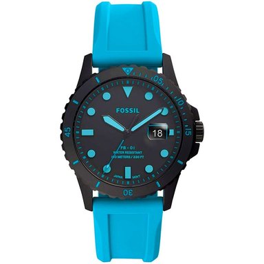 RELOJ FOSSIL HOMBRE ANÁLOGO FS5682 FB-01 FECHA CORREA TURQUESA NEGRO ACERO INOXIDABLE SILICONA