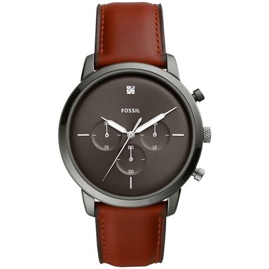 RELOJ FOSSIL HOMBRE ANÁLOGO FS5582 NEUTRA CRONÓMETRO GRIS GUNMETAL CORREA MARRÓN CUERO ACERO INOXIDABLE