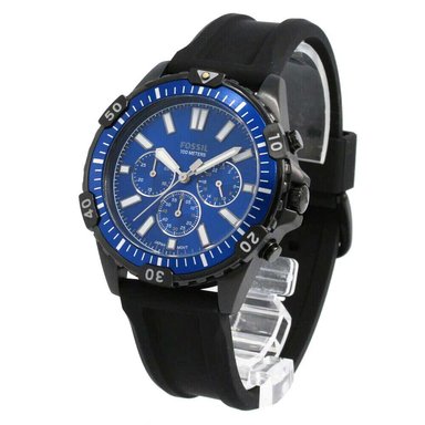 RELOJ FOSSIL HOMBRE ANÁLOGO FS5695 GARRETT CRONÓMETRO CORREA NEGRO AZUL ACERO INOXIDABLE SILICONA - 2
