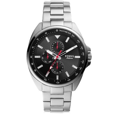 RELOJ FOSSIL HOMBRE ANÁLOGO BQ2550 AUTOCROSS MULTIFUNCIONAL PLATEADO NEGRO ACERO INOXIDABLE