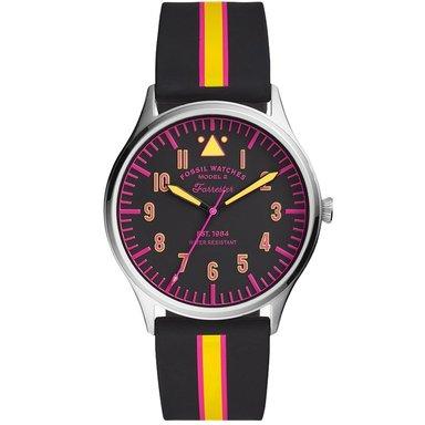 RELOJ FOSSIL HOMBRE ANÁLOGO FS5613 FORRESTER CORREA NEGRO FUCSIA ACERO INOXIDABLE SILICONA