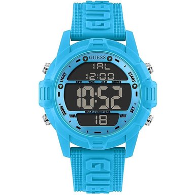 RELOJ GUESS HOMBRE DIGITAL GW0050G1 CHARGE ALARMA CRONÓMETRO LUZ FONDO CORREA CELESTE SILICONA