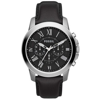 RELOJ FOSSIL HOMBRE ANÁLOGO FS4812 GRANT CRONOMETRO CORREA NEGRO CUERO ACERO INOXIDABLE - 1