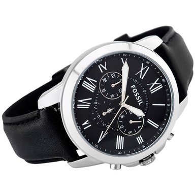 RELOJ FOSSIL HOMBRE ANÁLOGO FS4812 GRANT CRONOMETRO CORREA NEGRO CUERO ACERO INOXIDABLE - 2