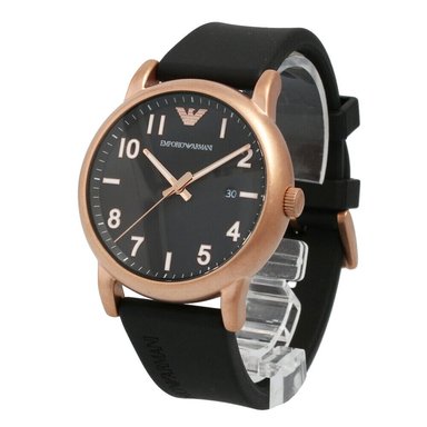 RELOJ EMPORIO ARMANI HOMBRE ANÁLOGO LUIGI AR11097 FECHA CORREA NEGRO ORO ROSADO SILICONA - 2
