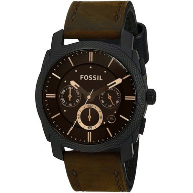 RELOJ FOSSIL HOMBRE ANÁLOGO FS4656 MACHINE CRONOMETRO CORREA MARRÓN NEGRO ACERO INOXIDABLE CUERO - 1