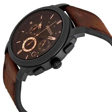 RELOJ FOSSIL HOMBRE ANÁLOGO FS4656 MACHINE CRONOMETRO CORREA MARRÓN NEGRO ACERO INOXIDABLE CUERO - 2