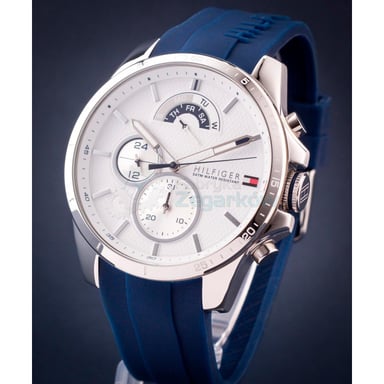 RELOJ TOMMY HILFIGER HOMBRE ANÁLOGO 1791349 COOL SPORT MULTIFUNCIONAL CORREA AZUL DIAL BLANCO SILICONA - 2