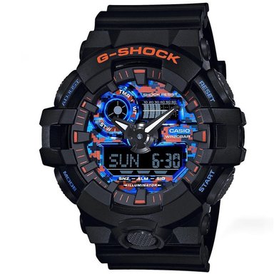 RELOJ CASIO G-SHOCK HOMBRE ANÁLOGO DIGITAL GA700CT-1A GENUINO ACUÁTICO LUZ LED NEGRO AZUL NARANJA