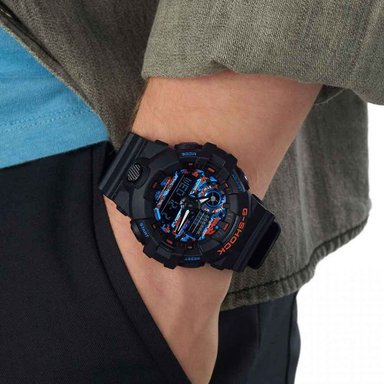 RELOJ CASIO G-SHOCK HOMBRE ANÁLOGO DIGITAL GA700CT-1A GENUINO ACUÁTICO LUZ LED NEGRO AZUL NARANJA - 2