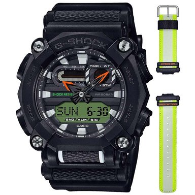 SET RELOJ CASIO G-SHOCK HOMBRE ANÁLOGO DIGITAL GA900E-1A3 LUZ LED + DOS CORREAS