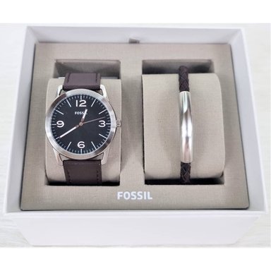 SET RELOJ FOSSIL HOMBRE ANÁLOGO BQ2465SET LEDGER + CORREA MARRON ACERO INOXIDABLE CUERO - 3