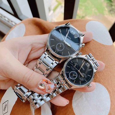 PACK 2 RELOJ FOSSIL UNISEX ANÁLOGO BQ2469SET FENMORE PLATEADO NEGRO ACERO INOXIDABLE - 3