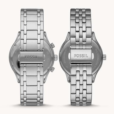 PACK 2 RELOJ FOSSIL UNISEX ANÁLOGO BQ2469SET FENMORE PLATEADO NEGRO ACERO INOXIDABLE - 4