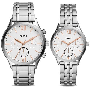 PACK 2 RELOJ FOSSIL UNISEX ANÁLOGO BQ2468SET FENMORE DIAL BLANCO ACERO