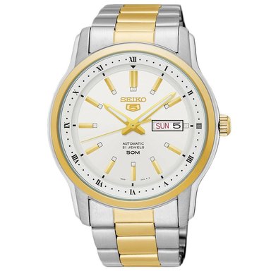 RELOJ SEIKO HOMBRE ANÁLOGO AUTOMÁTICO SNKP14 5 FECHA PLATEADO DORADO ACERO INOXIDABLE