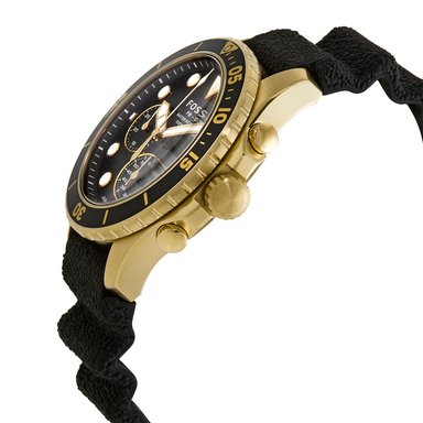 RELOJ FOSSIL HOMBRE ANÁLOGO FS5729 FB-03 FECHA CRONÓMETRO CORREA NEGRO DORADO ACERO INOXIDABLE SILICONA - 4