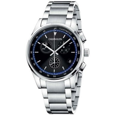 RELOJ ANÁLOGO CALVIN KLEIN COMPLETION CHRONO KAM27141 SUIZO CRISTAL DE ZAFIRO FECHA CRONOMETRO ACERO INOXIDABLE - PLATEADO NEGRO