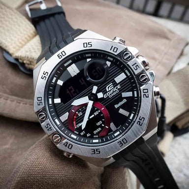 RELOJ CASIO HOMBRE ANÁLOGO DIGITAL ECB-10P-1A EDIFICE BLUETOOTH LUZ LED CORREA NEGRO RESINA - 4