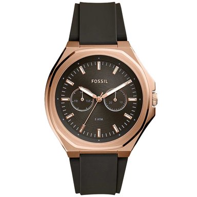 RELOJ FOSSIL HOMBRE ANÁLOGO BQ2612 EVANSTON MULTIFUNCIONAL CORREA MARRON ORO ROSADO ACERO INOXIDABLE SILICONA