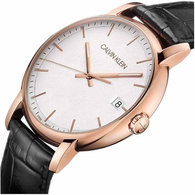 RELOJ CALVIN KLEIN HOMBRE ANÁLOGO K9H216C6 ESTABLISHED SUIZO CORREA NEGRO ORO ROSADO CUERO ACERO INOXIDABLE - 4
