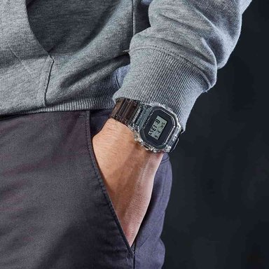 RELOJ CASIO G-SHOCK HOMBRE DIGITAL DW5600SK-1 LUZ FONDO ACUÁTICO GRIS TRANSPARENTE - 3