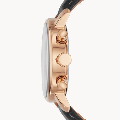 RELOJ FOSSIL HOMBRE ANÁLOGO BQ1008 RHETT FECHA CRONÓMETRO CORREA NEGRO ORO ROSADO ACERO INOXIDABLE CUERO - 4
