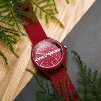 RELOJ ARMANI EXCHANGE HOMBRE ANÁLOGO AX2422 HAMPTON CORREA ROJO SILICONA - 3