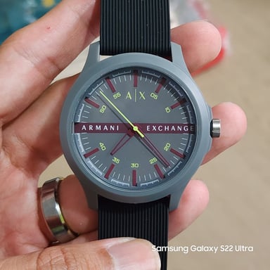 RELOJ ARMANI EXCHANGE HOMBRE ANÁLOGO AX2425 HAMPTON POLICARBONATO CORREA NEGRO GRIS SILICONA - 2