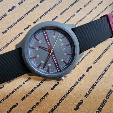 RELOJ ARMANI EXCHANGE HOMBRE ANÁLOGO AX2425 HAMPTON POLICARBONATO CORREA NEGRO GRIS SILICONA - 3
