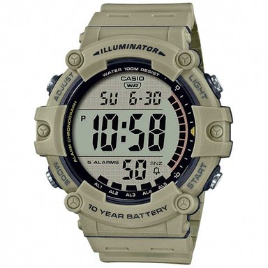 RELOJ CASIO HOMBRE DIGITAL AE-1500WH-5AV CRONOMETRO ALARMA FECHA LUZ CORREA BEIGE MILITAR RESINA