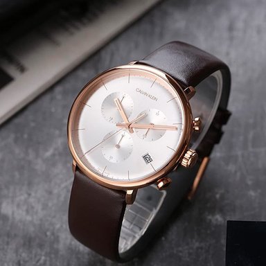 RELOJ CALVIN KLEIN HOMBRE ANÁLOGO K8M276G6 HIGH NOON SUIZO CORREA MARRON ORO ROSADO ACERO INOXIDABLE CUERO - 4