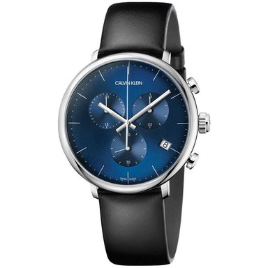 RELOJ CALVIN KLEIN HOMBRE ANÁLOGO K8M271CN HIGH NOON SUIZO CORREA NEGRO AZUL ACERO INOXIDABLE CUERO