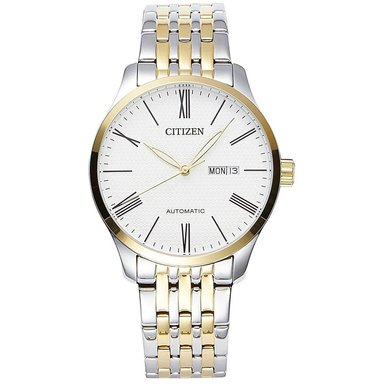 RELOJ CITIZEN HOMBRE ANÁLOGO AUTOMÁTICO NH8354-58A PLATEADO DORADO ACERO INOXIDABLE