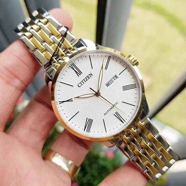 RELOJ CITIZEN HOMBRE ANÁLOGO AUTOMÁTICO NH8354-58A PLATEADO DORADO ACERO INOXIDABLE - 3