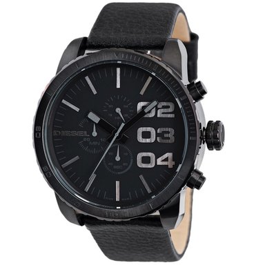 RELOJ DIESEL HOMBRE ANÁLOGO DZ4216 DOUBLE DOWN CRONÓMETRO CORREA NEGRO CUERO