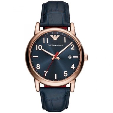 RELOJ EMPORIO ARMANI HOMBRE ANÁLOGO AR11135 LUIGI FECHA ORO ROSADO CORREA AZUL ACERO CUERO