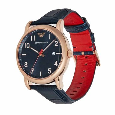 RELOJ EMPORIO ARMANI HOMBRE ANÁLOGO AR11135 LUIGI FECHA ORO ROSADO CORREA AZUL ACERO CUERO - 2