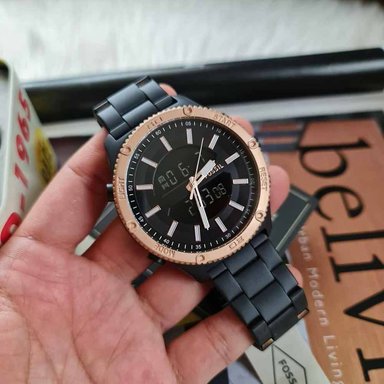 RELOJ FOSSIL HOMBRE DIGITAL ANÁLOGO BQ2581 BROX NEGRO DORADO ACERO INOXIDABLE - 2
