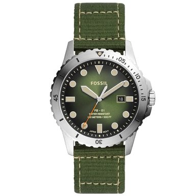 RELOJ FOSSIL HOMBRE ANÁLOGO FS5863 FB-01 FECHA CORREA VERDE ACERO INOXIDABLE NYLON