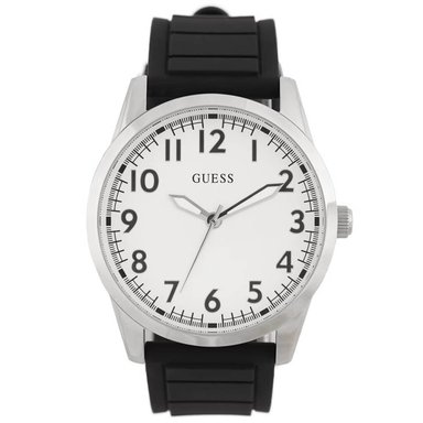 RELOJ GUESS HOMBRE ANÁLOGO U1324G2 PERRY CORREA NEGRO DIAL BLANCO SILICONA