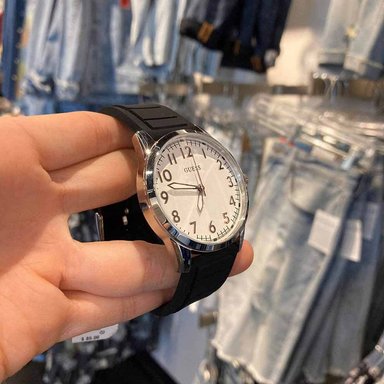 RELOJ GUESS HOMBRE ANÁLOGO U1324G2 PERRY CORREA NEGRO DIAL BLANCO SILICONA - 3